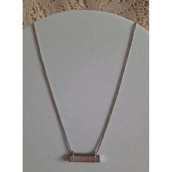 EUC Kendra Scott Leanor Necklace Silver With Rose Quartz Pendant - Picture 2 of 10